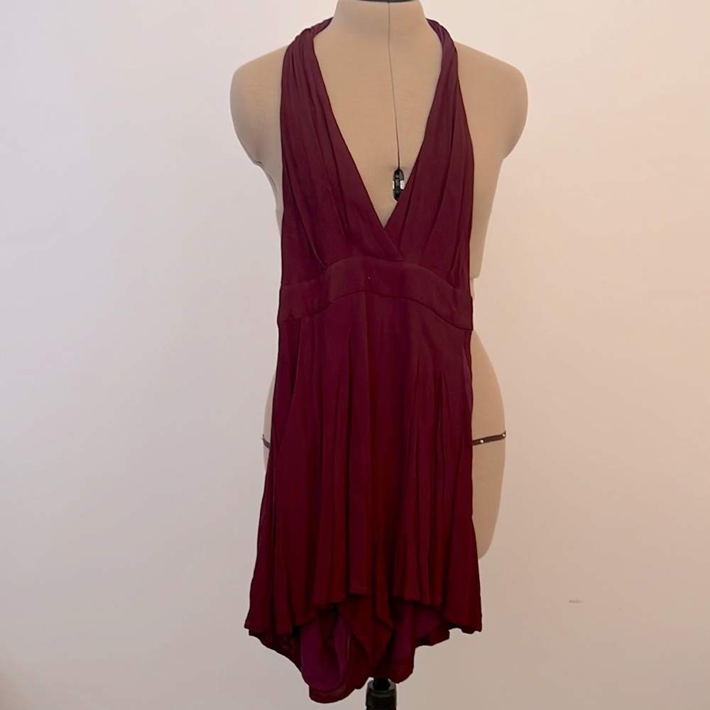 Maroon backless romper